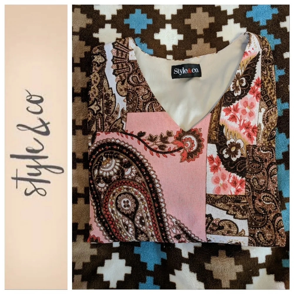 Pre-owned Style & Co. Paisley Design Top Size L - Picture 5 of 8
